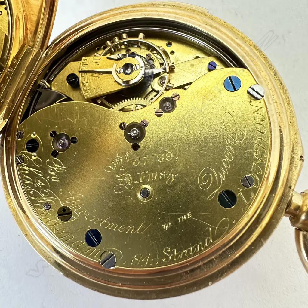 18ct gold half hunter, keyless, quarter repeater, pocket watch by Charles Frodsham & Co, number 07799. Image 1++