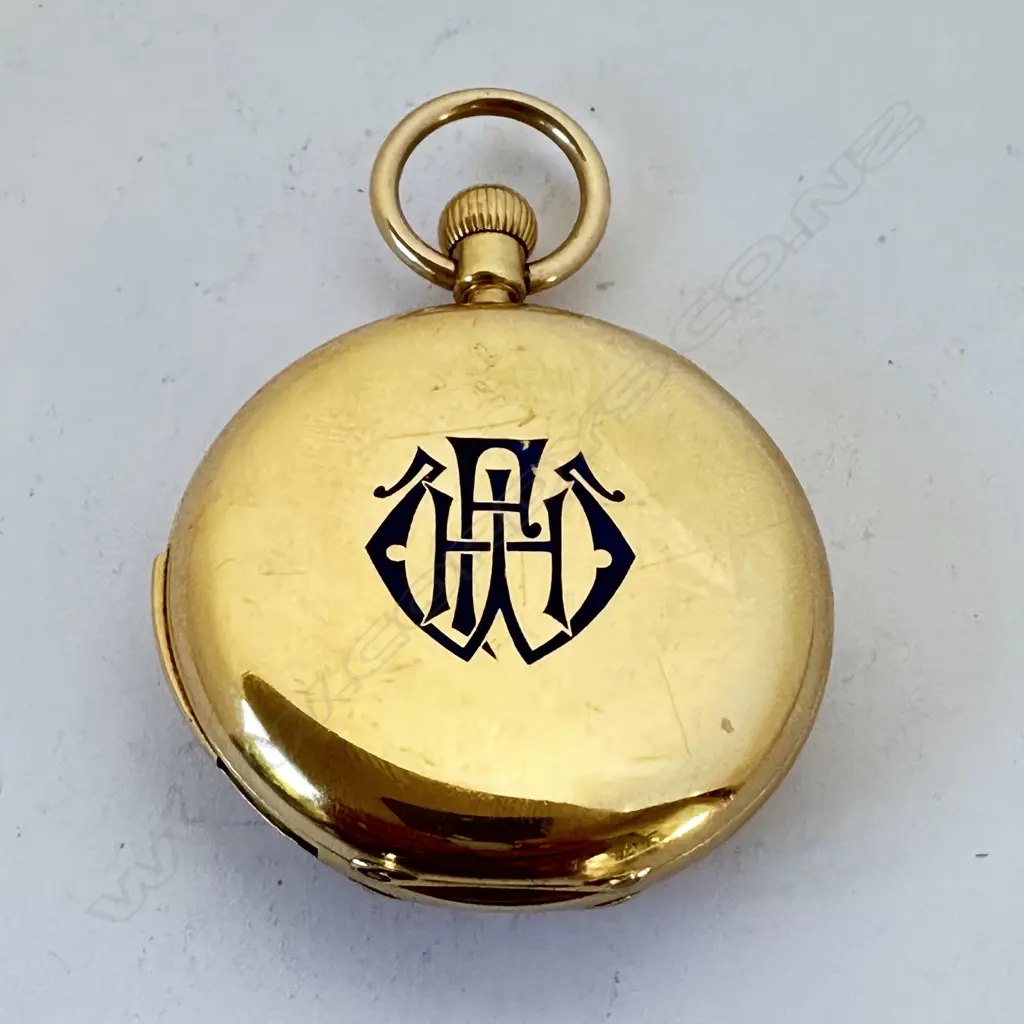 18ct gold half hunter, keyless, quarter repeater, pocket watch by Charles Frodsham & Co, number 07799. Image 1++