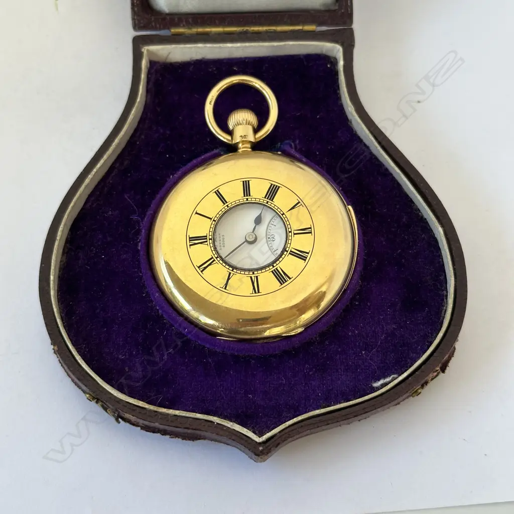 High calibre minute repeater, 18ct gold half hunter pocket watch by Dent, London, number 43065. Image 1++