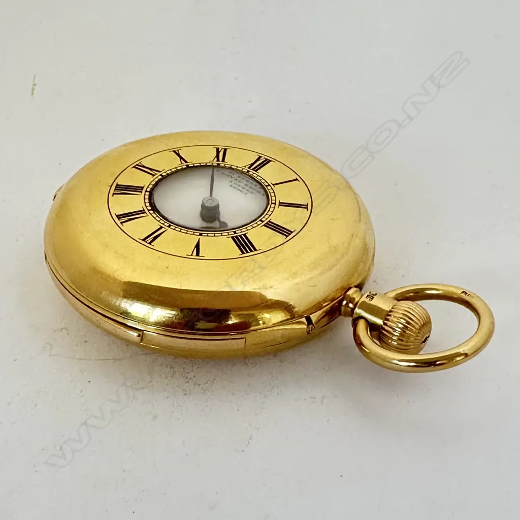 High calibre minute repeater, 18ct gold half hunter pocket watch by Dent, London, number 43065. Image 1++