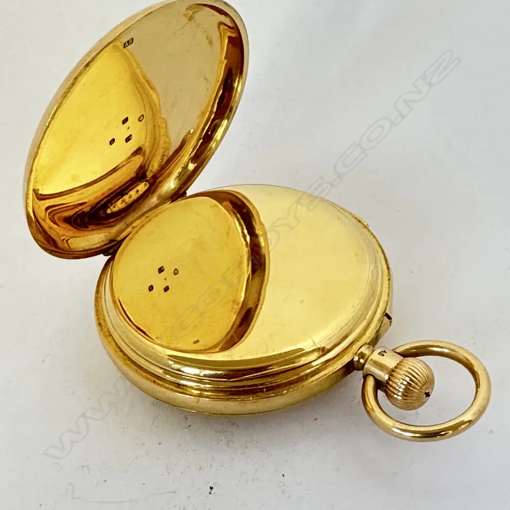 High calibre minute repeater, 18ct gold half hunter pocket watch by Dent, London, number 43065. Image 1++