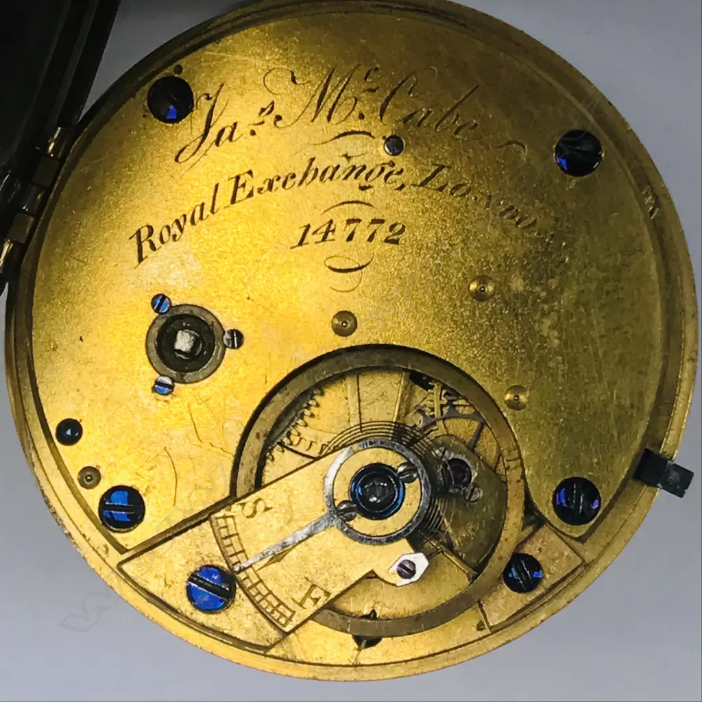 William IV silver, open face, cylinder pocket watch by Jas McCabe, Royal Exchange, London, number 14772. Image 1++