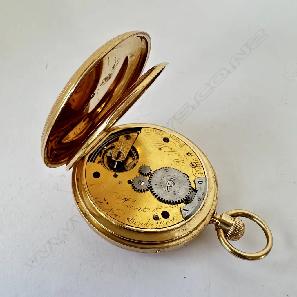 Rare 18ct gold hunter, quarter repeater pocket watch, with movement by Nicole & Capt for Hunt & Roskell, Image 1++