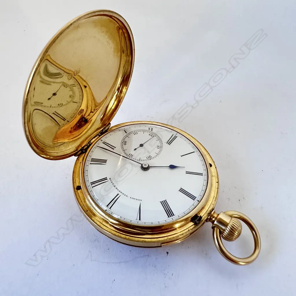 Rare 18ct gold hunter, quarter repeater pocket watch, with movement by Nicole & Capt for Hunt & Roskell, Image 1++