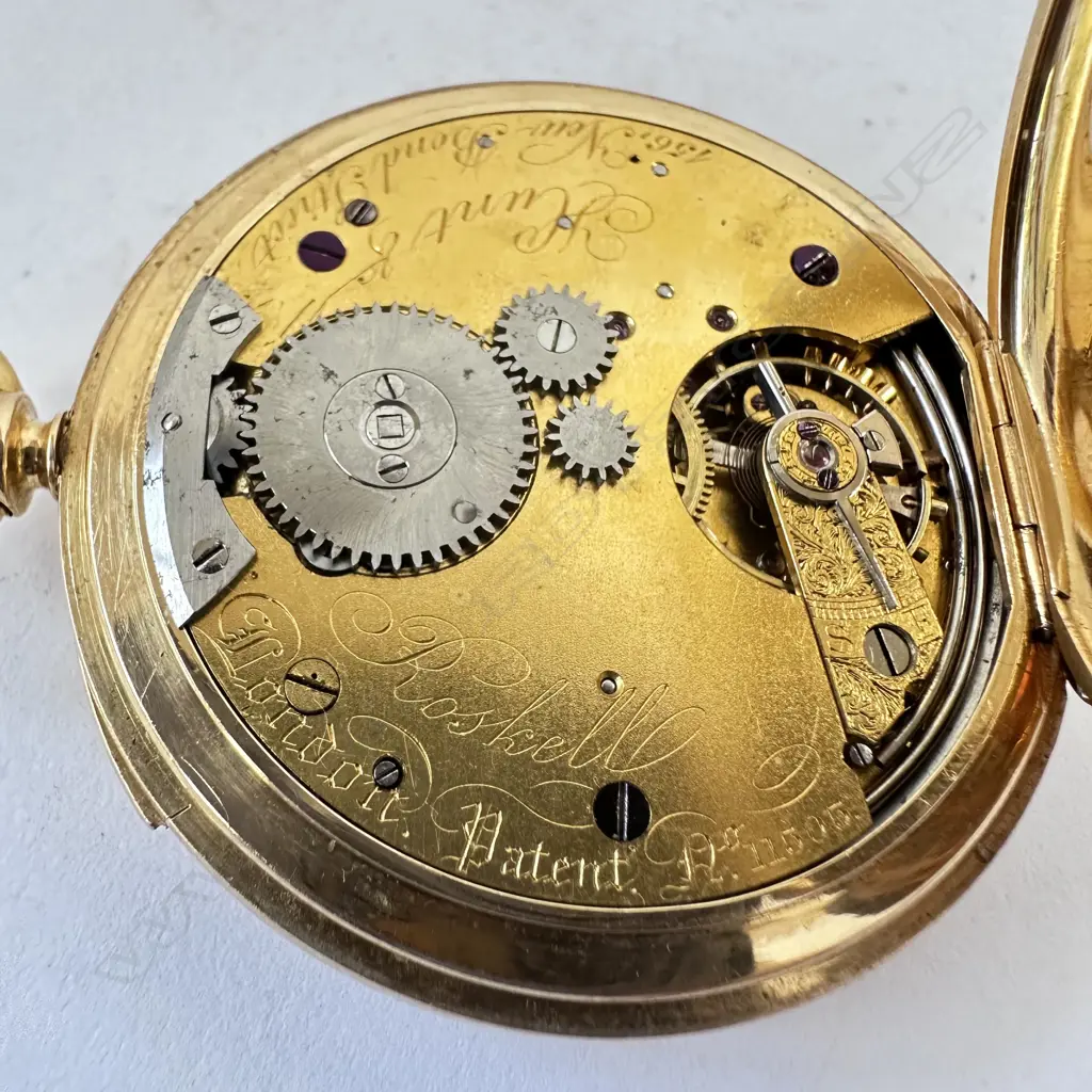 Rare 18ct gold hunter, quarter repeater pocket watch, with movement by Nicole & Capt for Hunt & Roskell, Image 1++