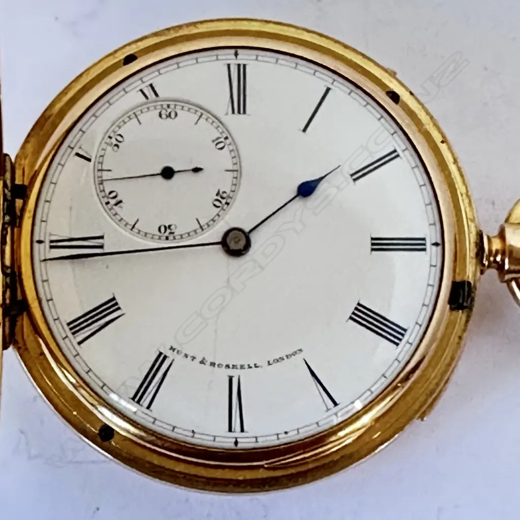 Rare 18ct gold hunter, quarter repeater pocket watch, with movement by Nicole & Capt for Hunt & Roskell, Image 1++