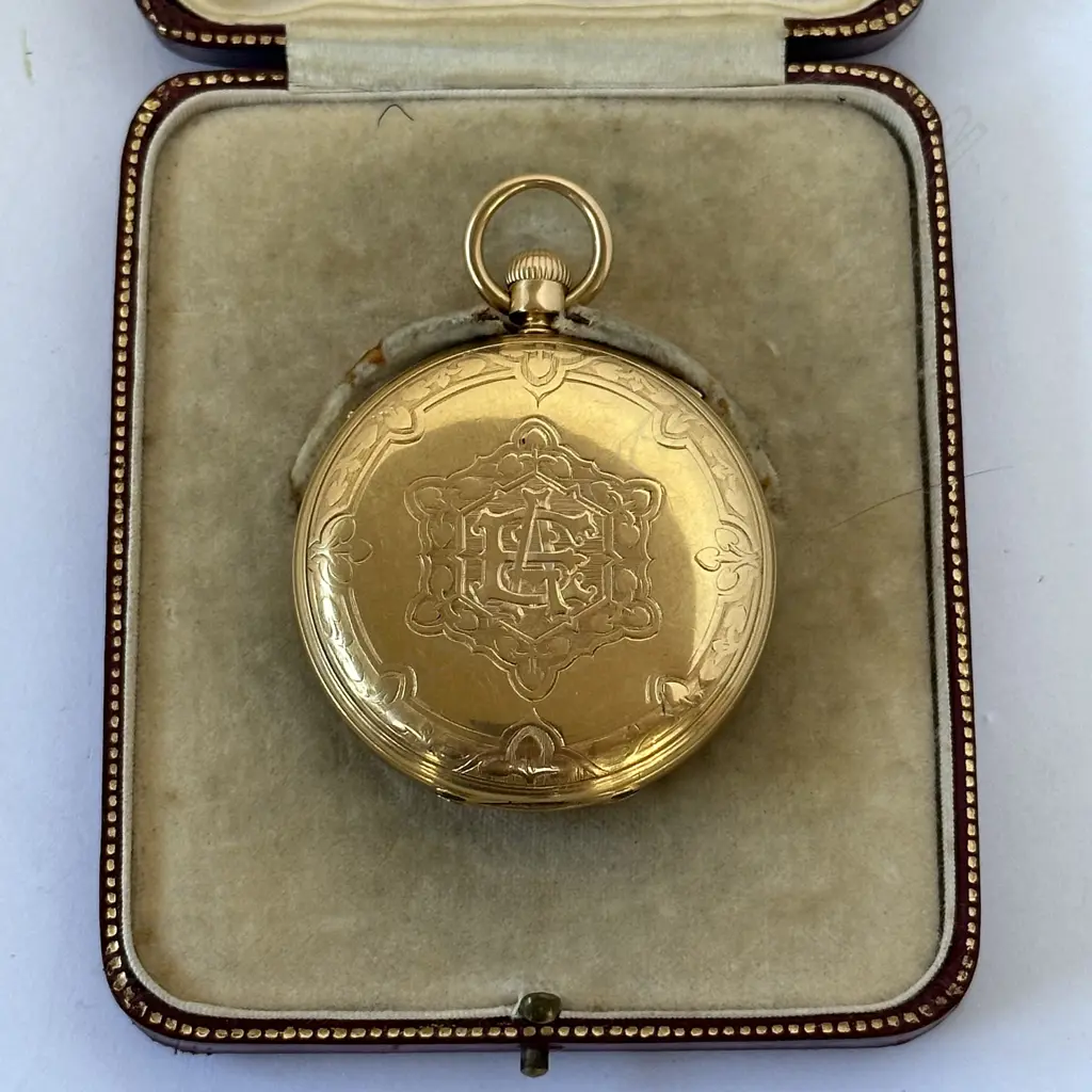 Rare 18ct gold hunter, quarter repeater pocket watch, with movement by Nicole & Capt for Hunt & Roskell, Image 1++