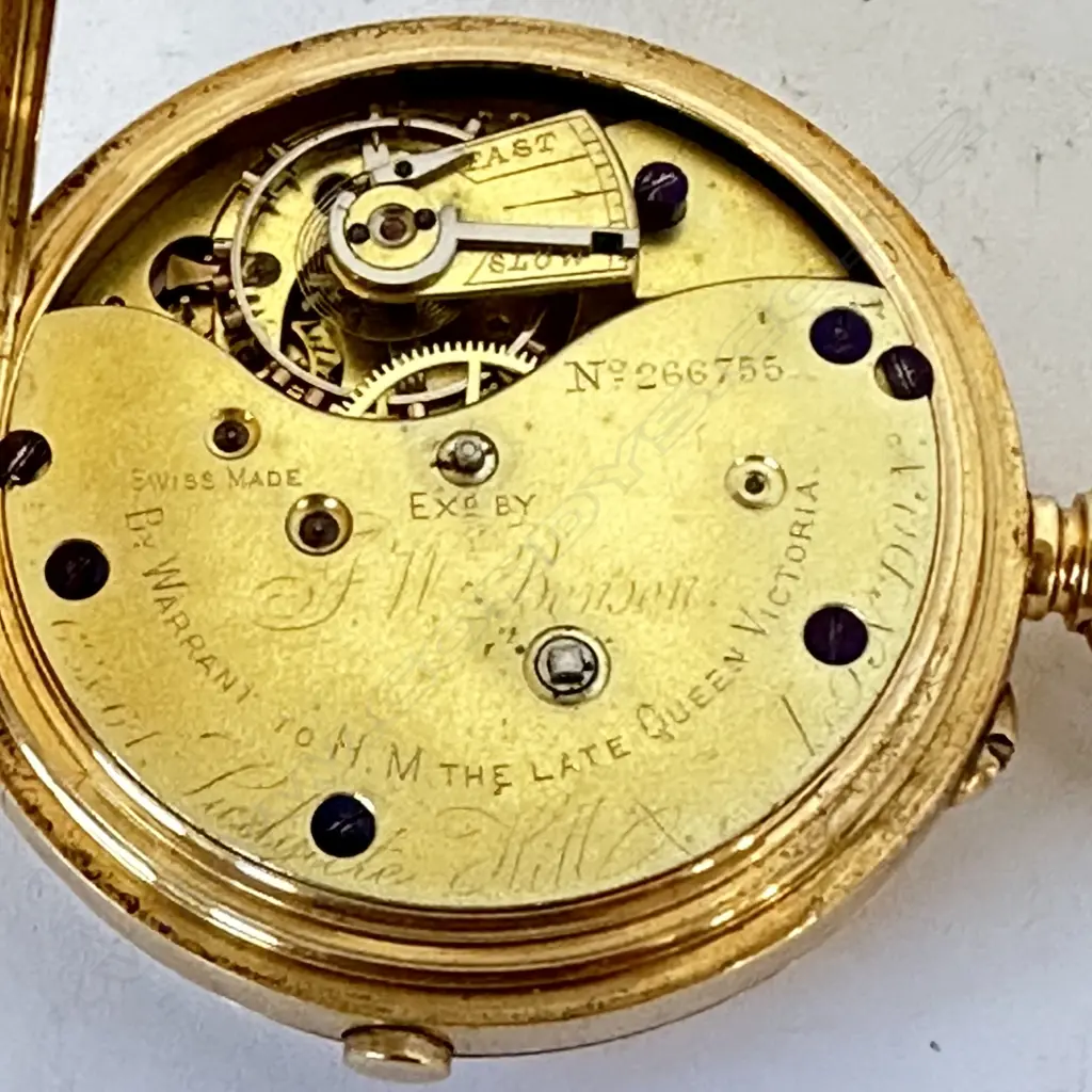 18ct gold hunter chronograph pocket watch by J.W. Benson, number 266755 Image 1++