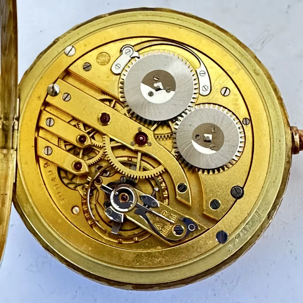 Art Deco dress style 14ct gold open face pocket watch, by International Watch Co, (IWC) Schaffhausen, number 899499. Image 1++