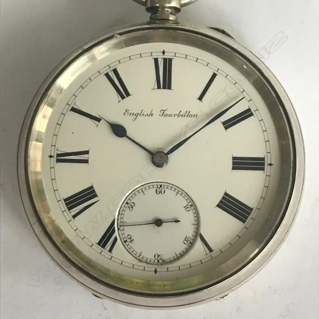 A desirable 'English Tourbillon' (karrusel) complication movement pocket watch, in silver open face case, Image 1++