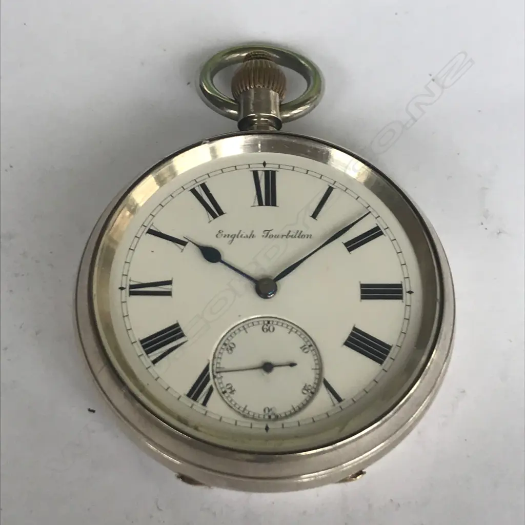 A desirable 'English Tourbillon' (karrusel) complication movement pocket watch, in silver open face case, Image 1++