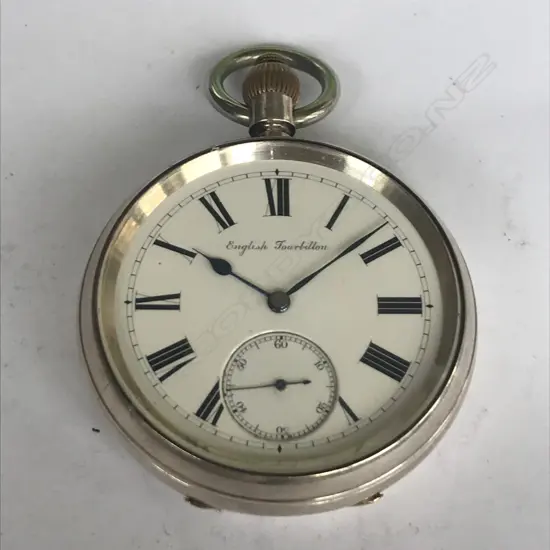 A desirable 'English Tourbillon' (karrusel) complication movement pocket watch, in silver open face case,