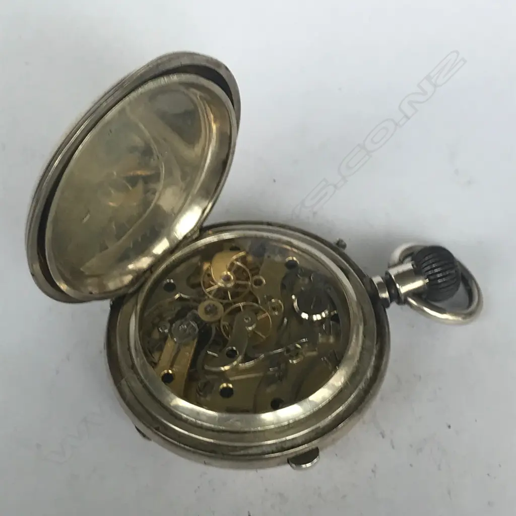 Edwardian silver hunter cased centre seconds chronograph pocket watch Image 1++