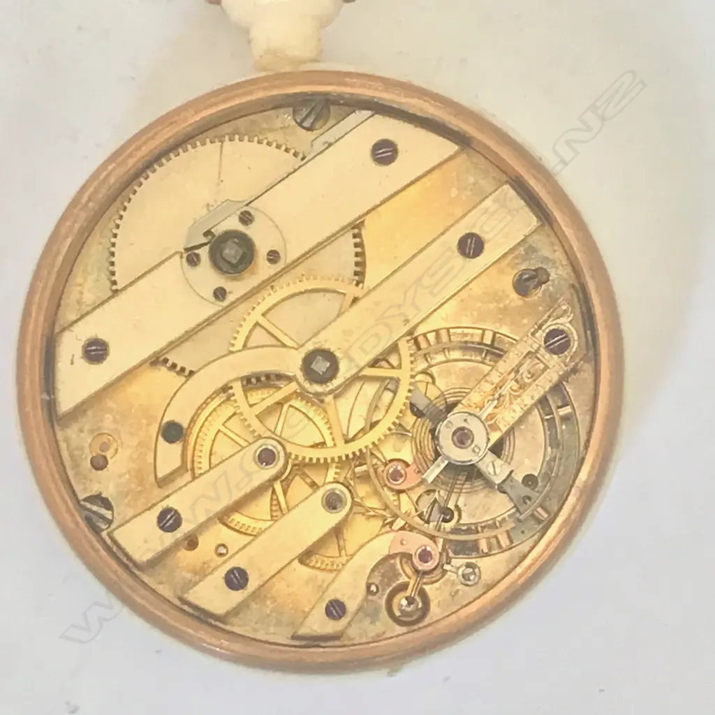 Late 19thC open face pocket watch with ivory back and band, Image 1++