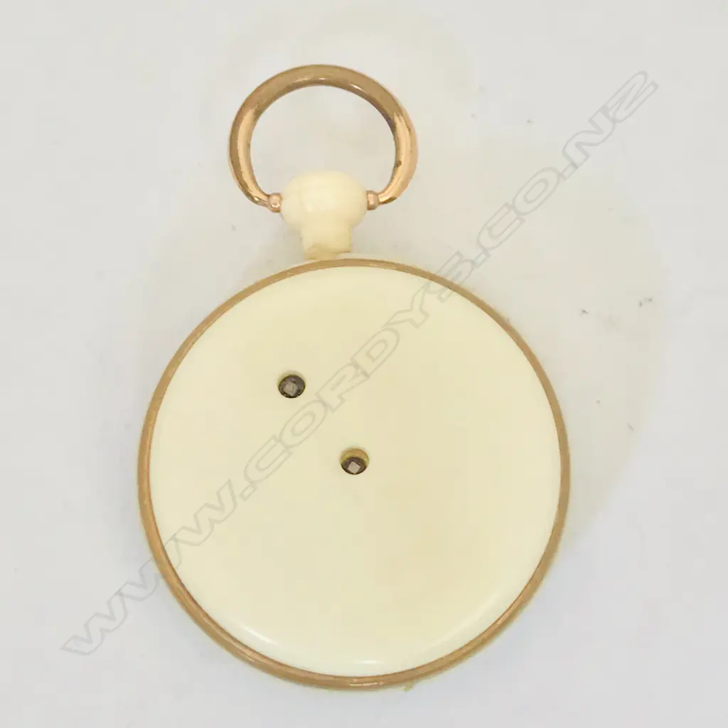 Late 19thC open face pocket watch with ivory back and band, Image 1++