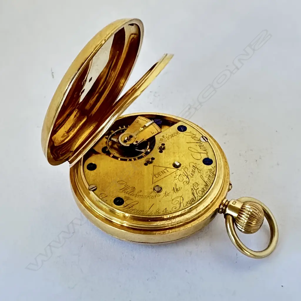 18ct gold open face, centre seconds, pocket watch by Dent, London, number 53658, Image 1++