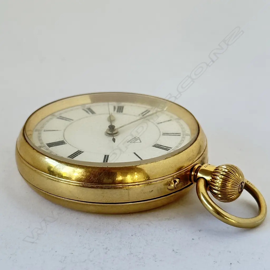 18ct gold open face, centre seconds, pocket watch by Dent, London, number 53658, Image 1++