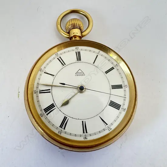 18ct gold open face, centre seconds, pocket watch by Dent, London, number 53658,