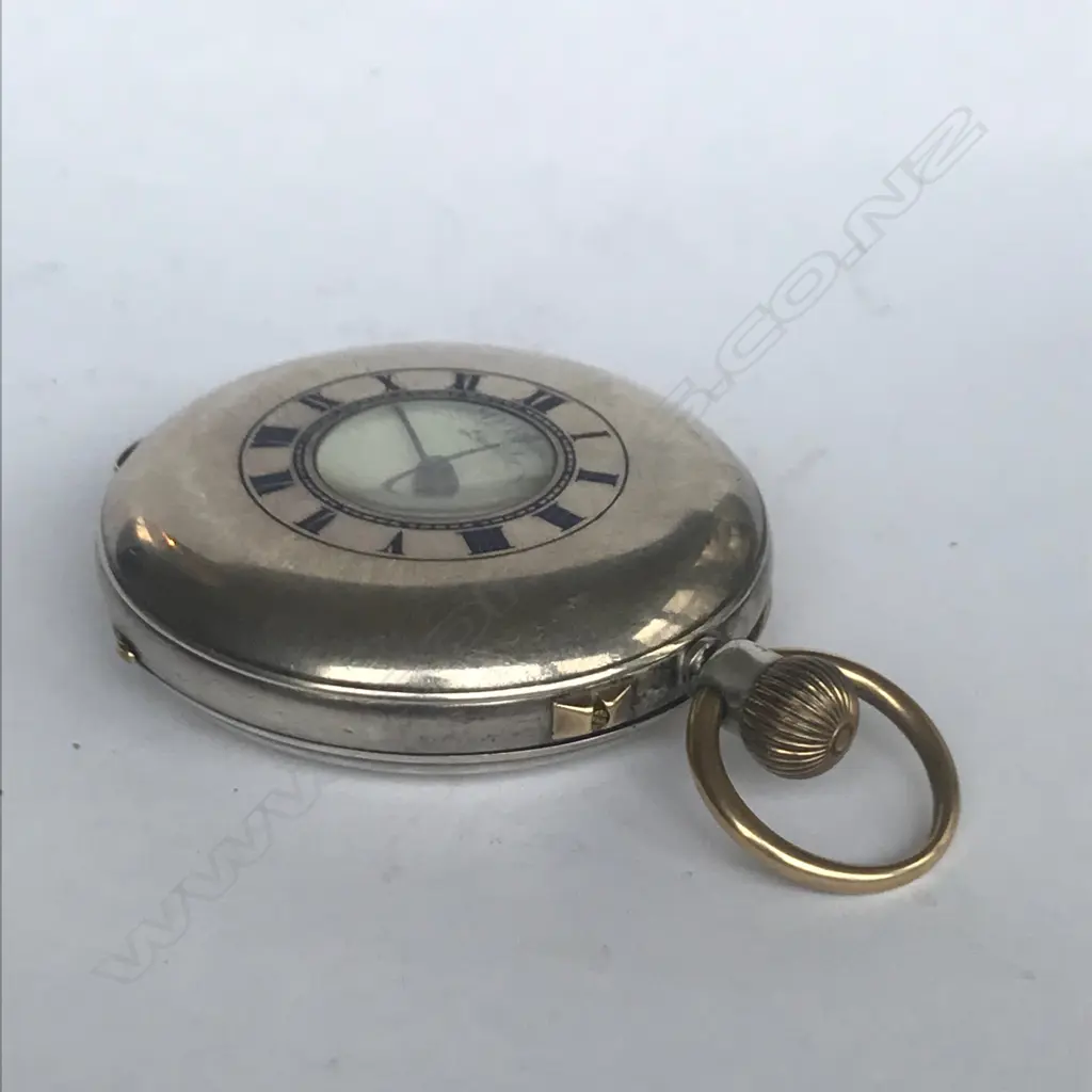 Late Victorian silver half hunter pocket watch, by J. W. Benson, London, in original named blue linen box. Image 1++