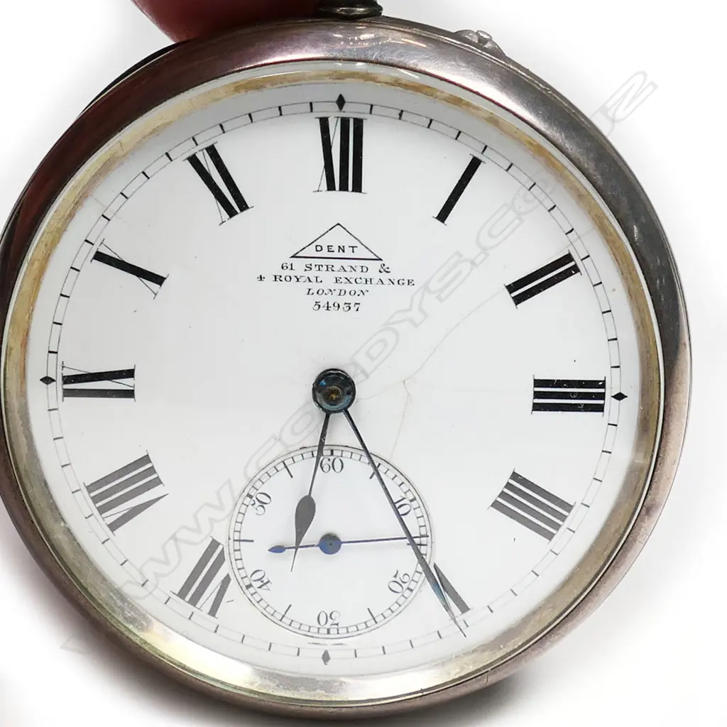 A Dent silver half hunter open face pocket watch, Image 1++