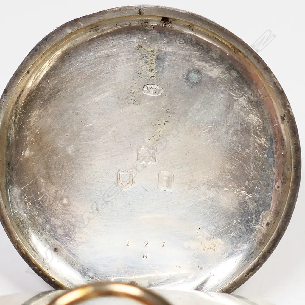 A Dent silver half hunter open face pocket watch, Image 1++
