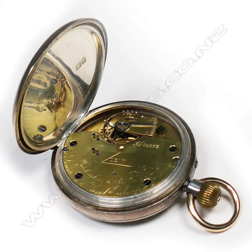 A Dent silver half hunter open face pocket watch, Image 1++