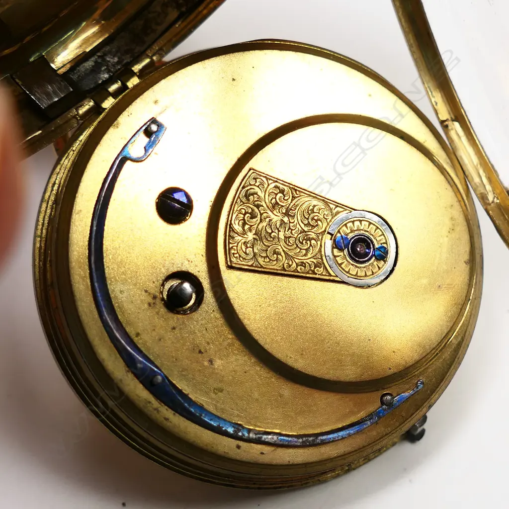 A 19thC decoratively engraved 18ct gold open face pocket watch, Image 1++