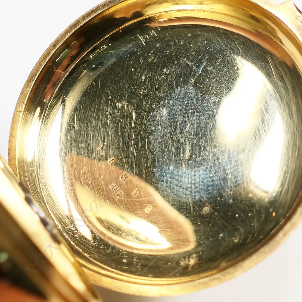 An 18ct gold Swiss open face pocket watch, Image 1++