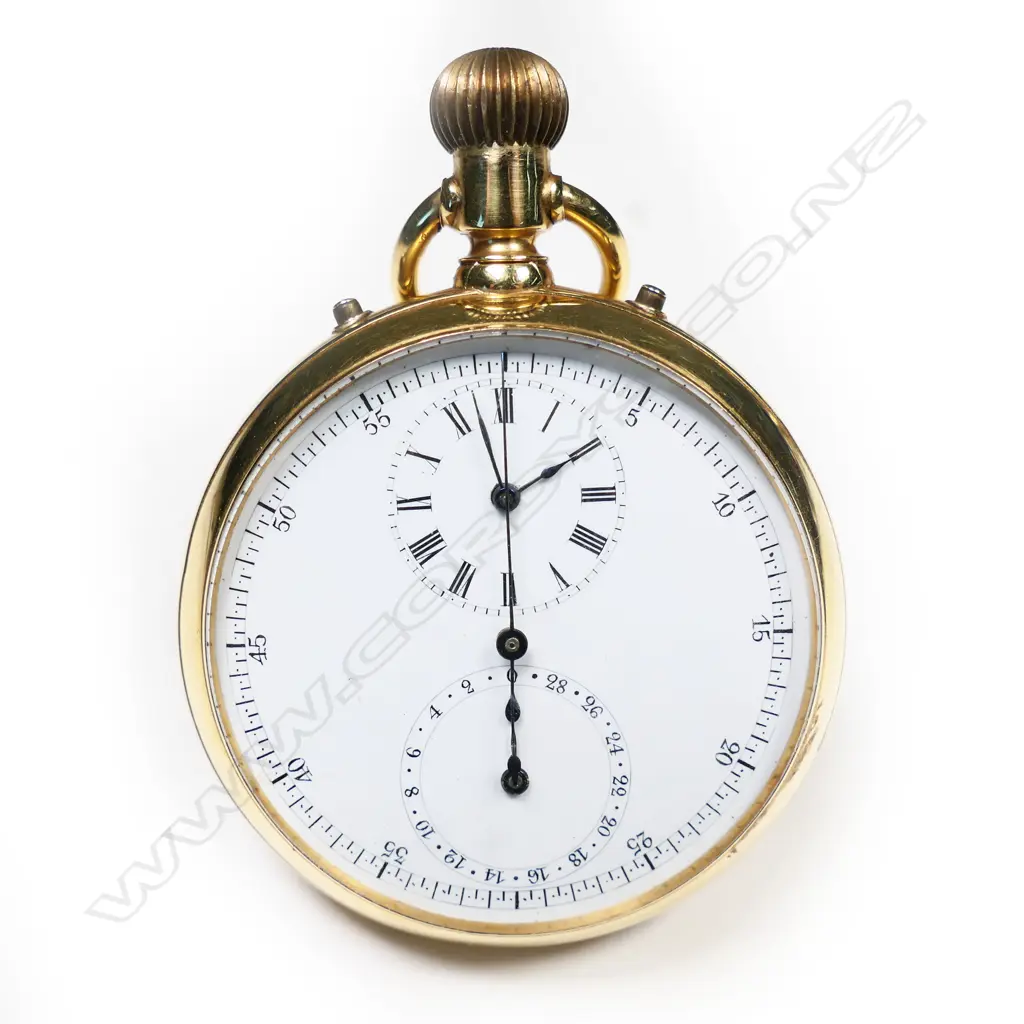 An 18ct gold Swiss open face pocket watch, Image 1++