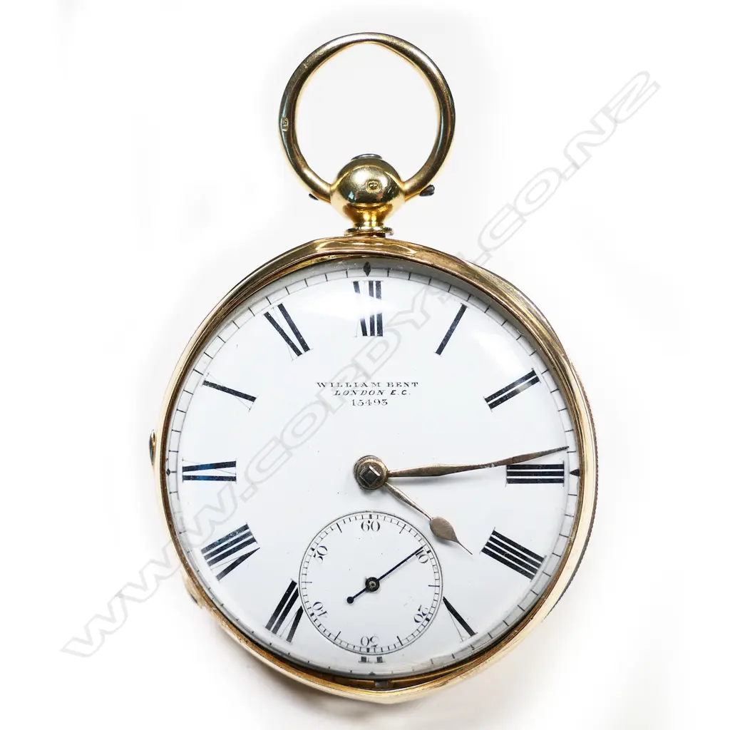 William Bent 18ct gold open face pocket watch, Image 1++