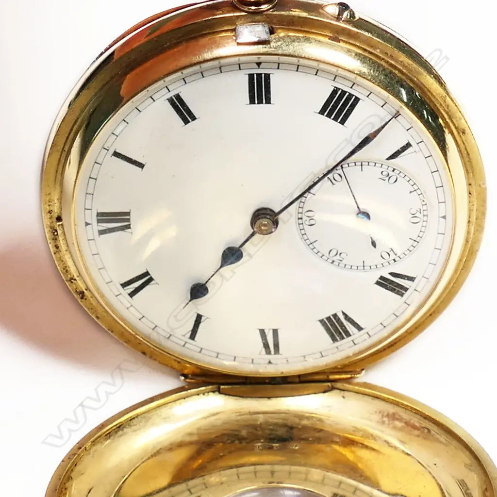 An 18ct gold Rotherhams half hunter pocket watch, Image 1++