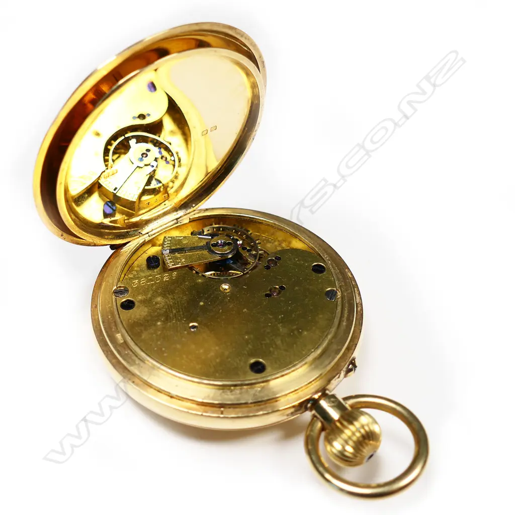 An 18ct gold Rotherhams half hunter pocket watch, Image 1++
