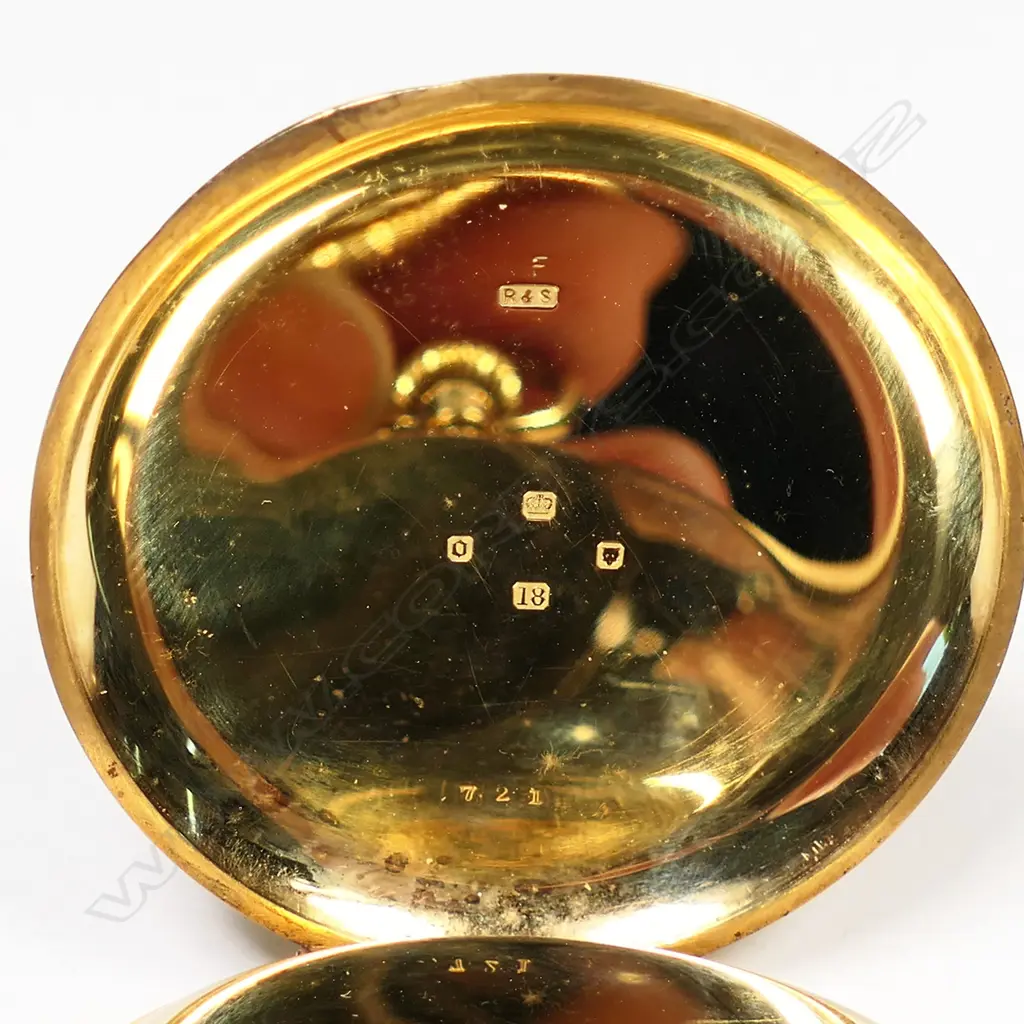 An 18ct gold Rotherhams half hunter pocket watch, Image 1++