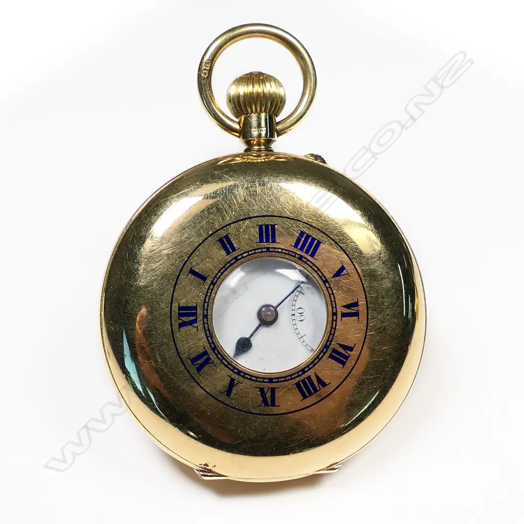 An 18ct gold Rotherhams half hunter pocket watch, Image 1++