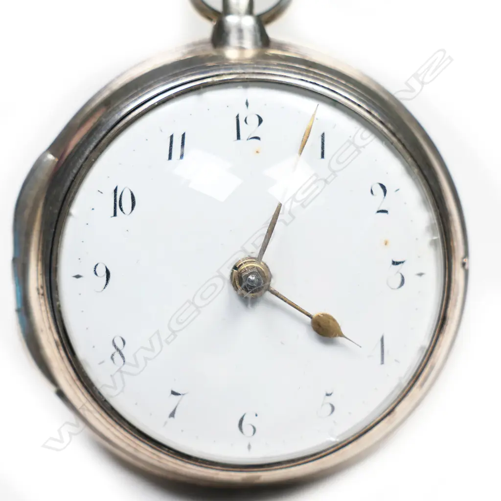 A George III Samuel Holmes silver pair cased verge pocket watch, Image 1++
