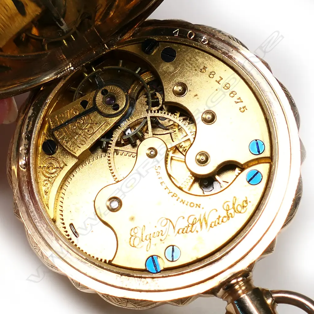 An Elgin gold plate ladies fancy hunter pocket watch, Image 1++
