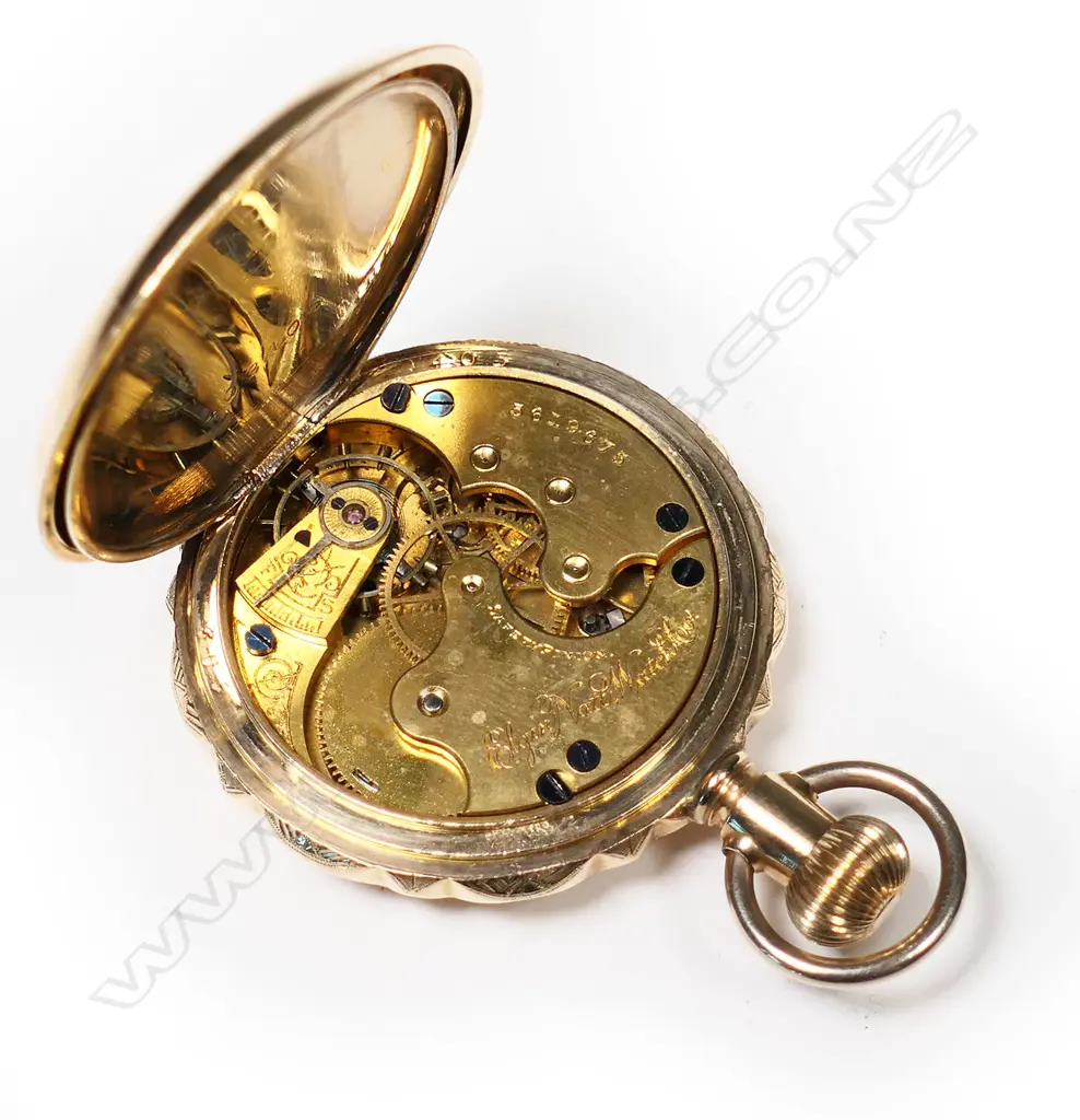 An Elgin gold plate ladies fancy hunter pocket watch, Image 1++