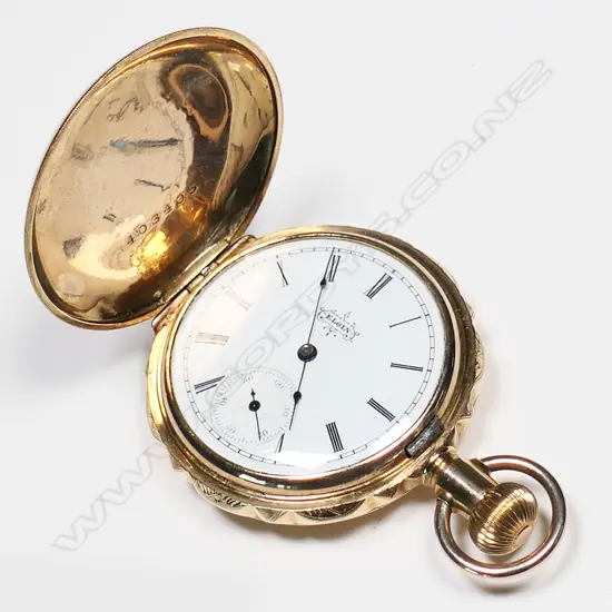 An Elgin gold plate ladies fancy hunter pocket watch,