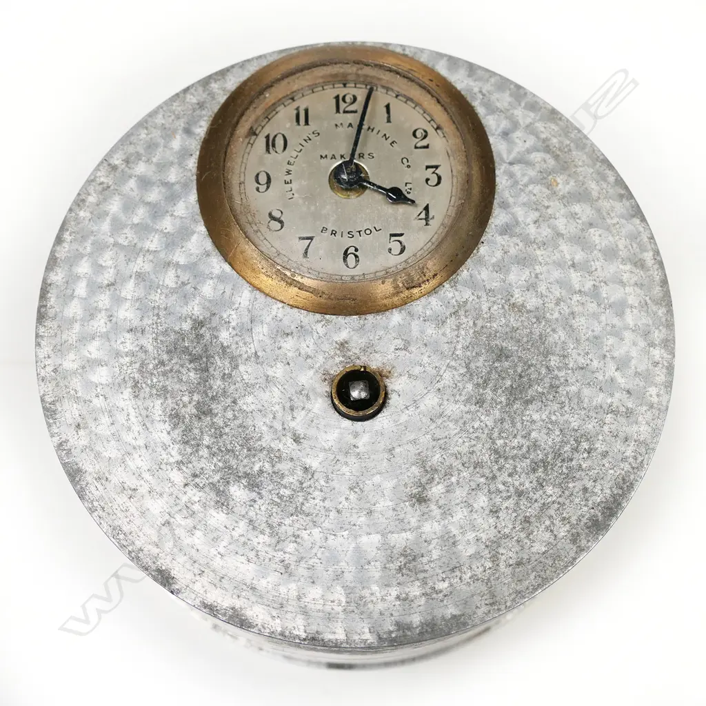 A vintage Llewellins Machine Co. Ltd. portable night watchman's clock. Image 1++
