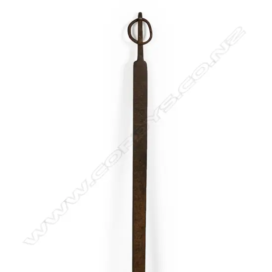 An antique long steel wine barrel dipping measure,