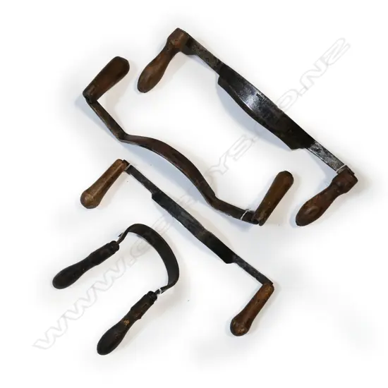 Four coopers barrel curved draw knives,