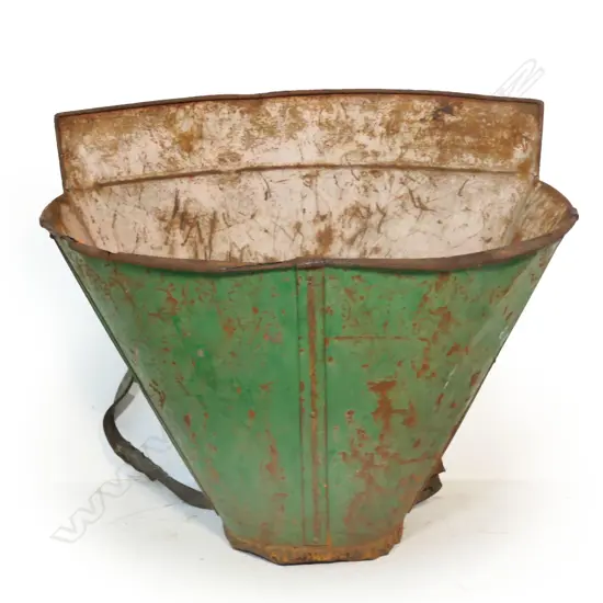 A c1900 French wine pickers metal harvesting hotter basket,