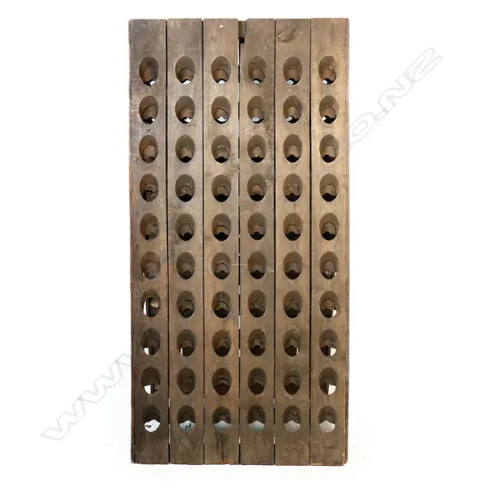 An old wooden French champagne riddling rack,
