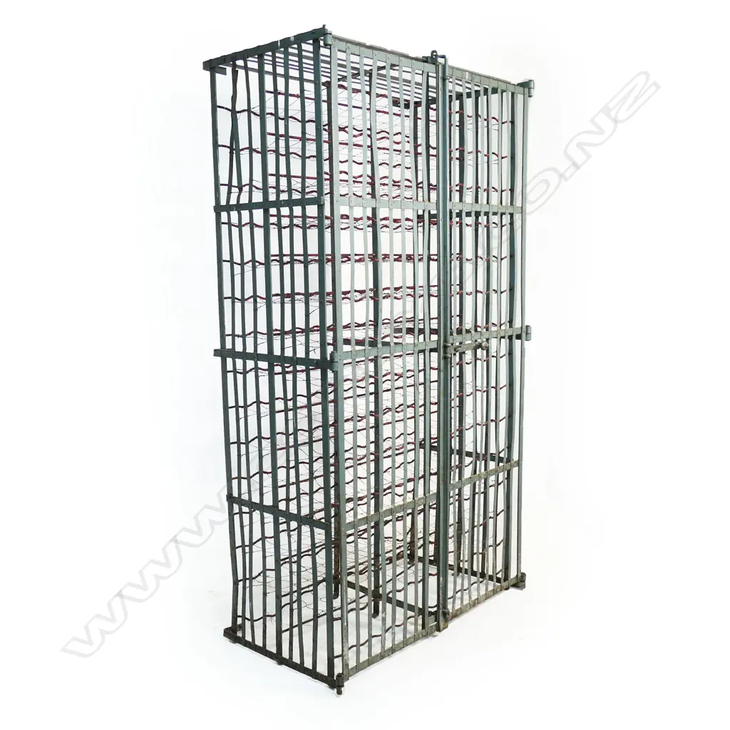 An old wrought iron multiple wine rack with  two lockable 'gates', Image 1++