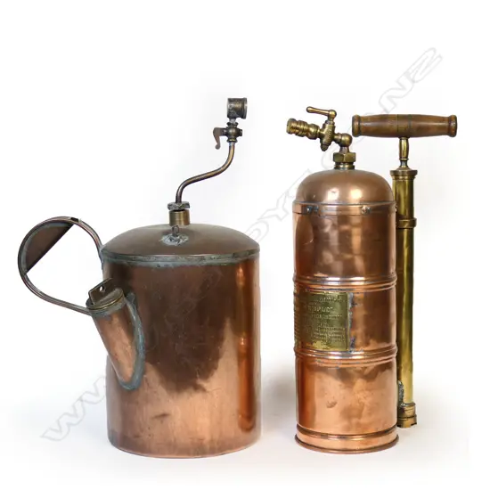 Two vintner’s vintage small copper  handheld sprayers,