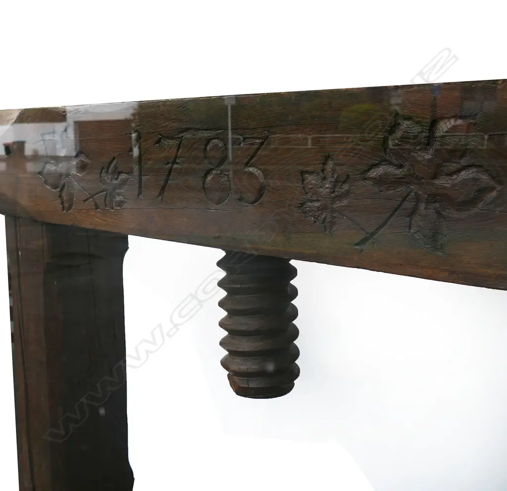 An extremely large and rare wooden "1783" wine press, Image 1++