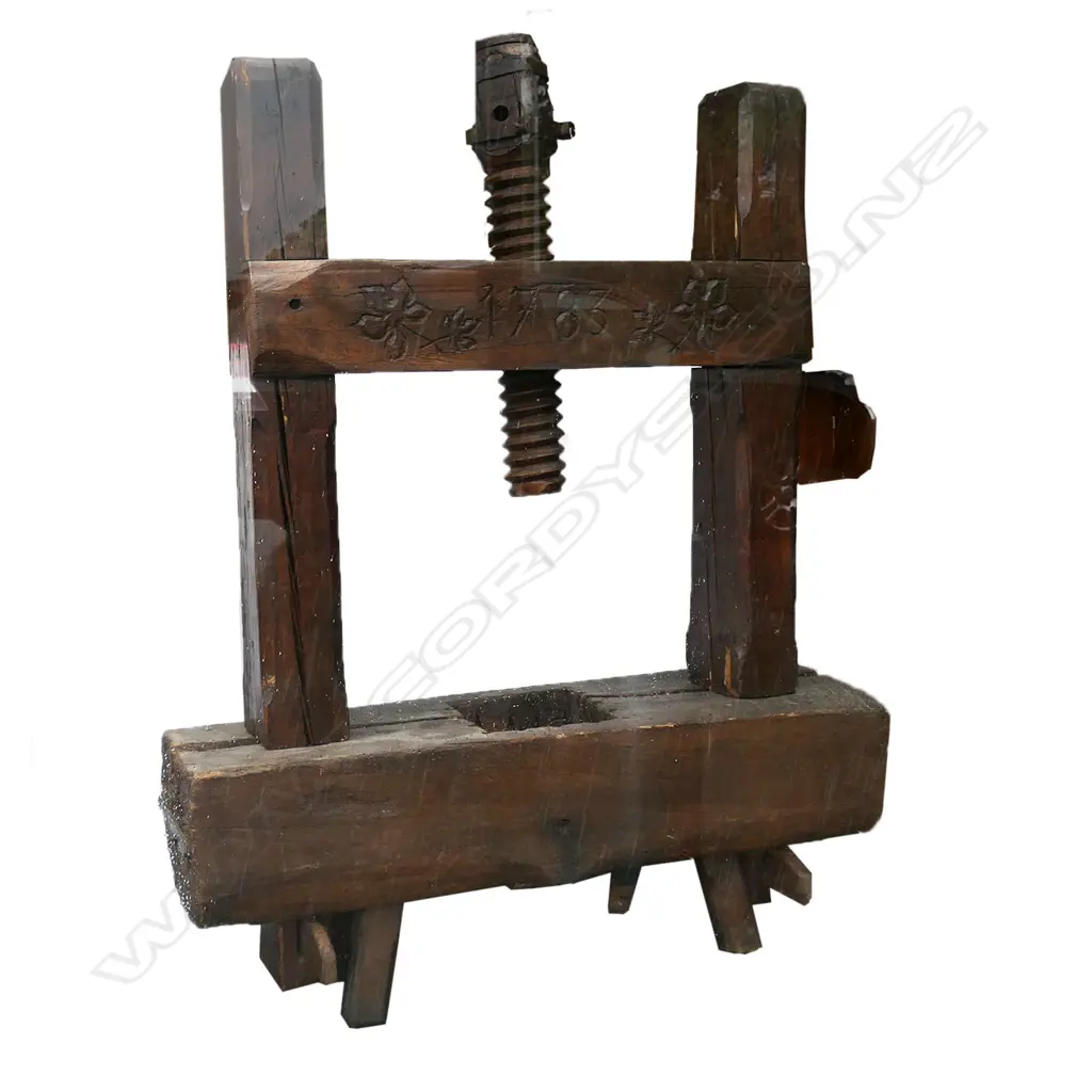 An extremely large and rare wooden "1783" wine press, Image 1++