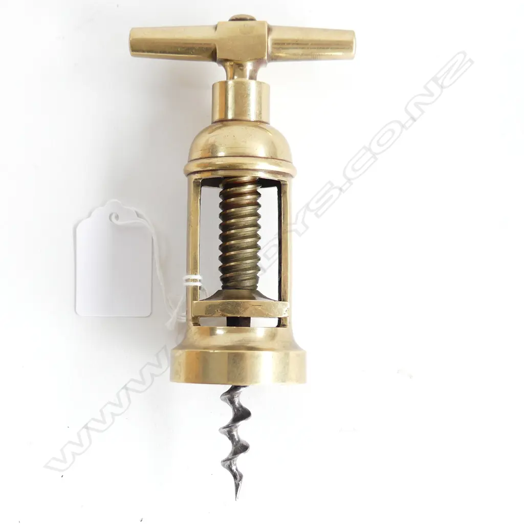 An Italian two-column brass frame corkscrew, Image 1++