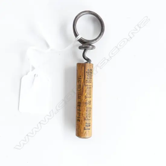 A clough corkscrew with wooden sheath,