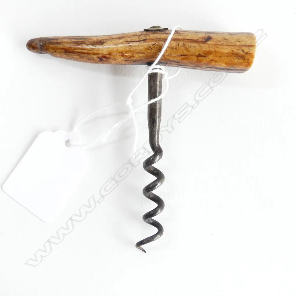 An  antler T-handled corkscrew wine opener, Image 1++
